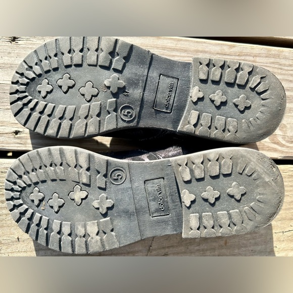 Dolce Vita Dark Pink Shimmer Camo Combat Moto Boots size 5|6 Faux Suede Sparkle - Picture 11 of 13